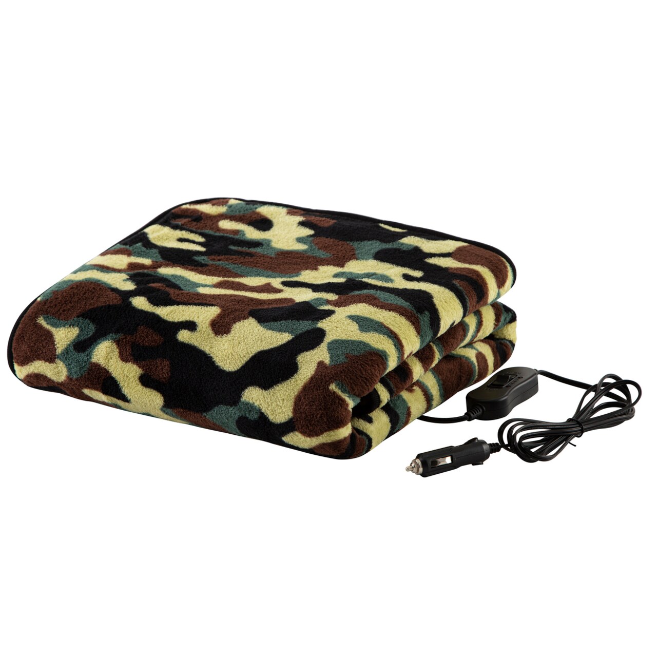 12V Electric Blanket Outdoor Travel Fleece Green Camo Portable Warmth 55X43